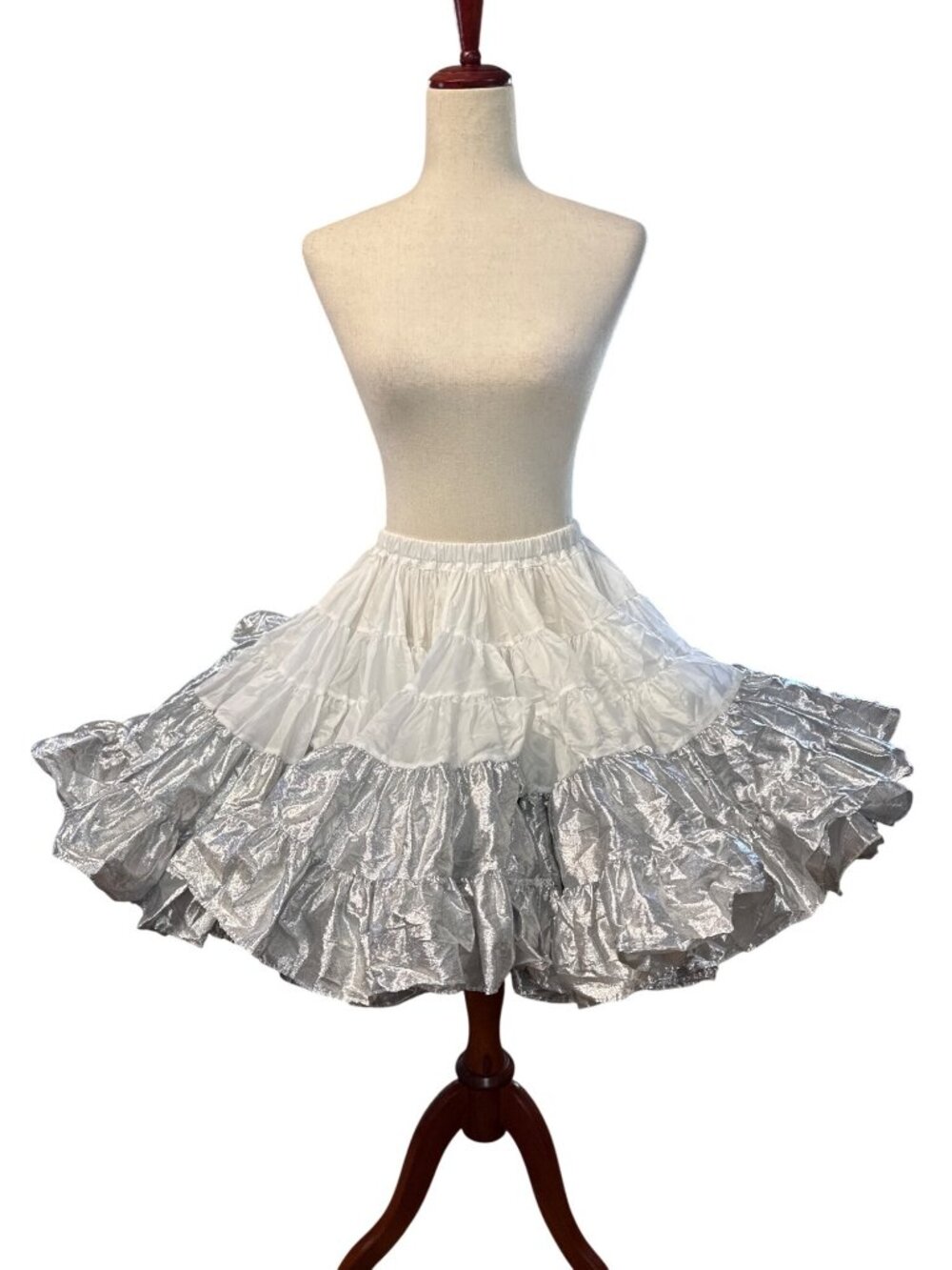 Rhythm Creations Million Dollar Petticoat~No Size Tag~Silver Metallic Skirt P710